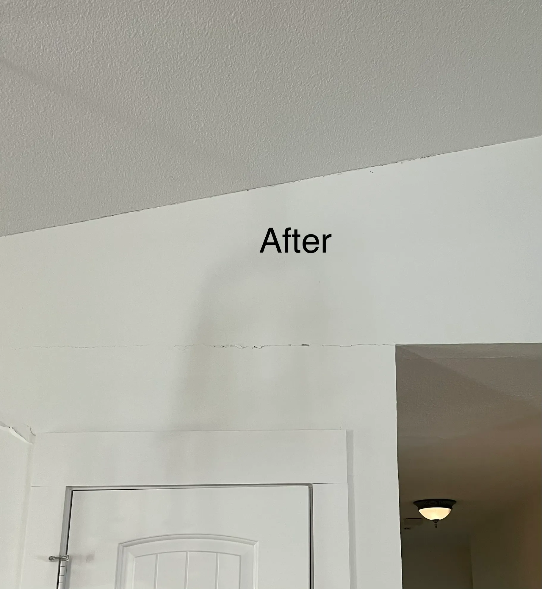 The doorway wall straightened and crack closed after the Dual-Pier repair